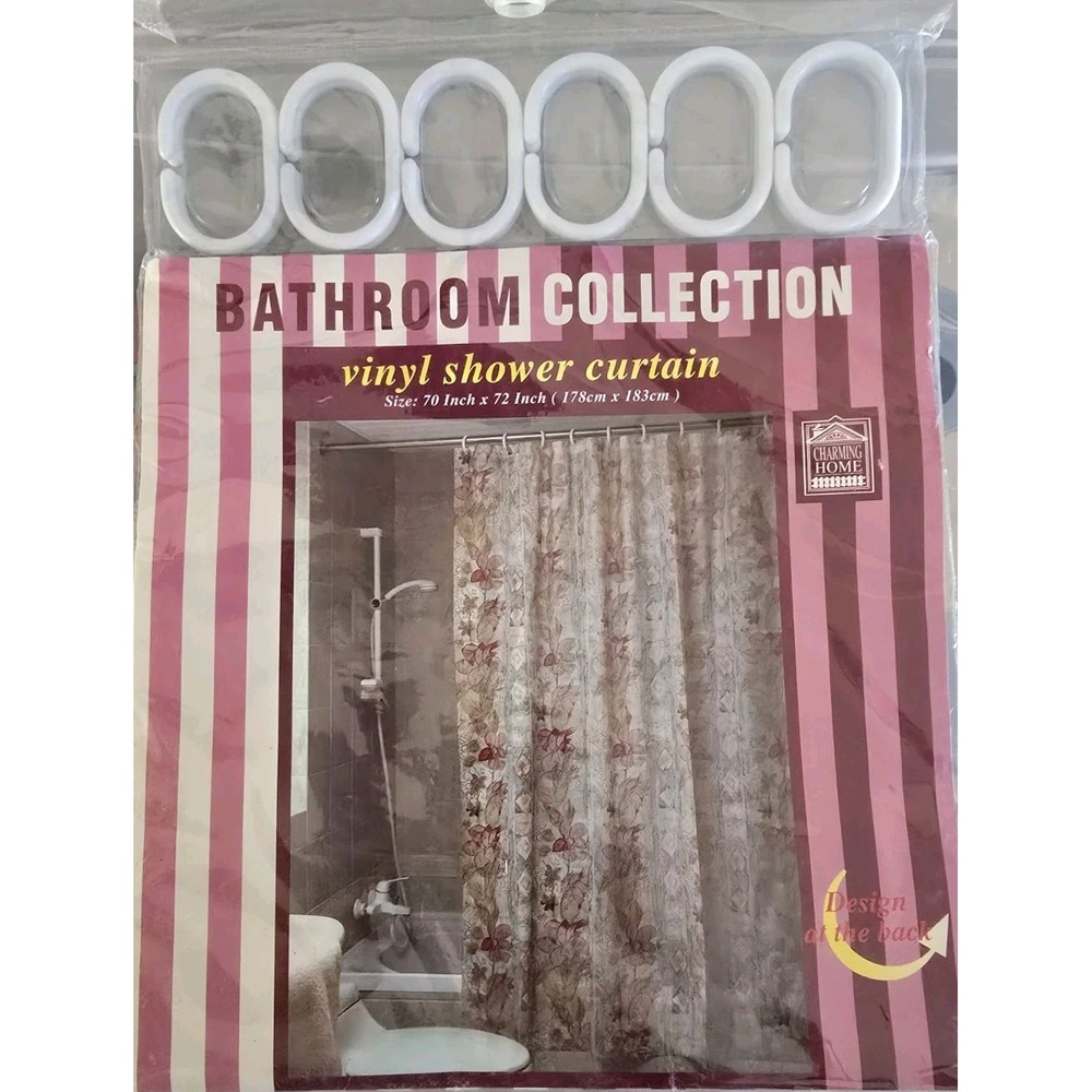 VINTAGE VINYL SHOWER CURTAIN FLORAL 70" x 72" CHARMING HOME Bathroom Collection